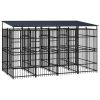 Outdoor Dog Kennel with Roof Steel 79.3 ft²