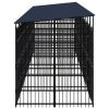 Outdoor Dog Kennel with Roof Steel 198.4 ft²
