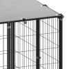 Dog Kennel Black 117.2 ft² Steel