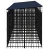 Outdoor Dog Kennel with Roof Steel 158.8 ft²