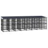 Outdoor Dog Kennel with Roof Steel 158.8 ft²